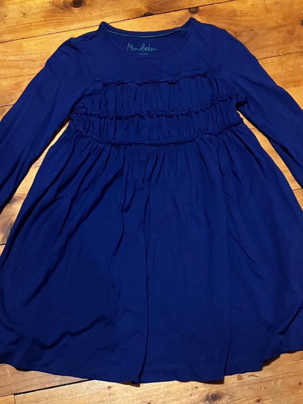 Royal blue Mini Boden girls size 8 ruffled dress